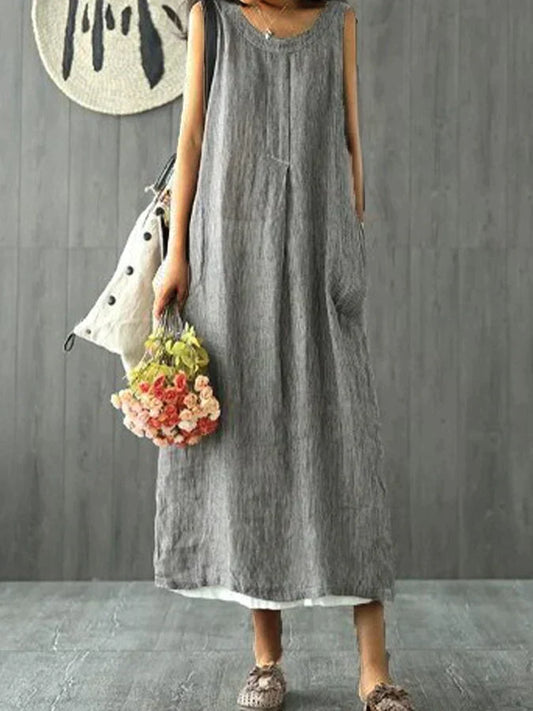 EP | Luisiana -Robe en lin et coton sans manches, col rond