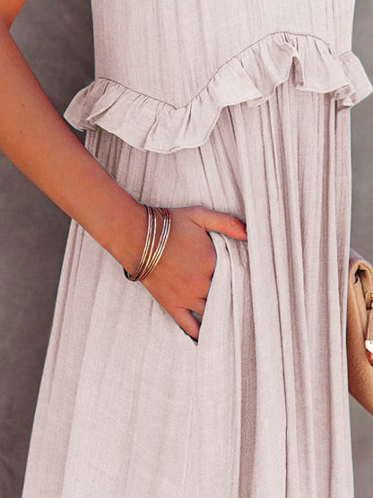 EP | Robe maxi échelonnée sans manches avec poches