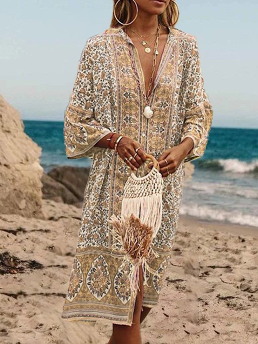 EP | Style bohème été Sexy Floral imprimé Maxi robe tissée AT10092
