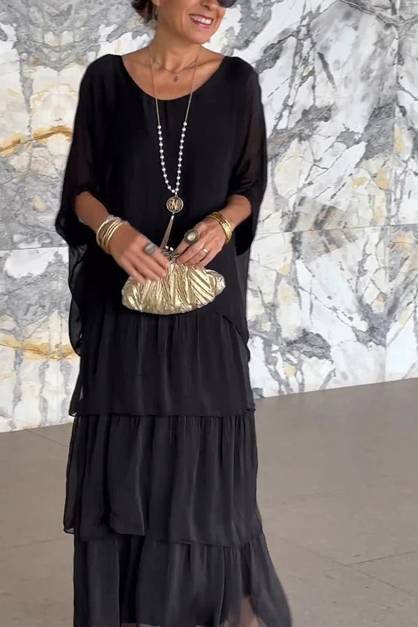 EP | Couleur solide Col rond Maxi robe rayée en vrac