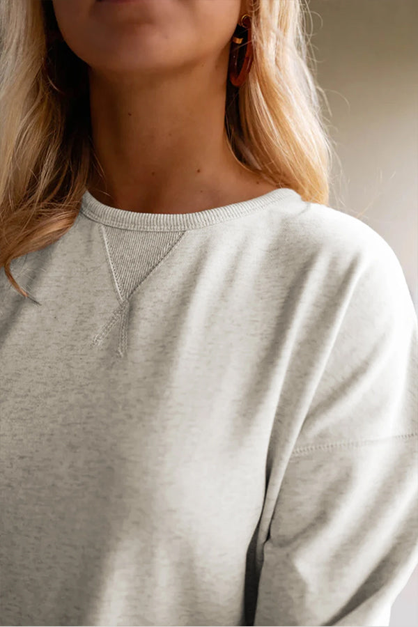 EP | Blanc Unicolore Ruché Mini Robe Sweatshirt
