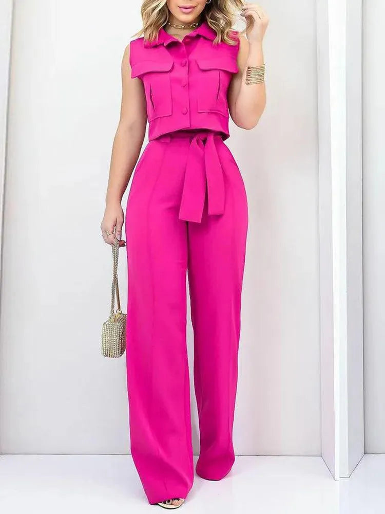 ND | Style élégant - Ceinture avec noeud, jambe large - Parfait pour les occasions décontractées et formelles