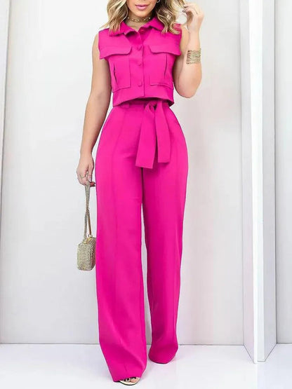 ND | Style élégant - Ceinture avec noeud, jambe large - Parfait pour les occasions décontractées et formelles
