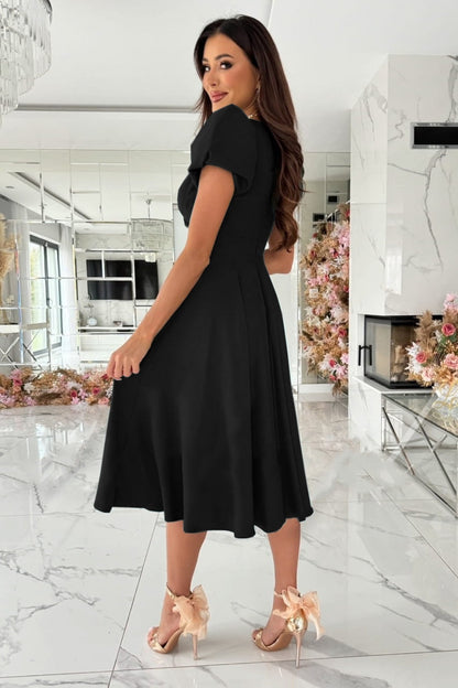 EP | Surplice Robe midi à manches bouffantes