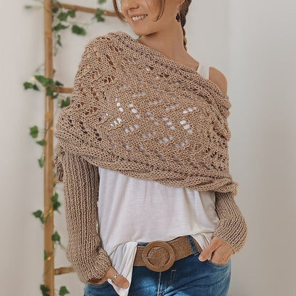 ND | Elégant pull-over cache-cœur en tricot avec détail ajouré