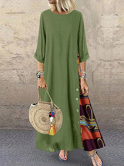 EP | Patchwork vintage Robe maxi mi-chaud