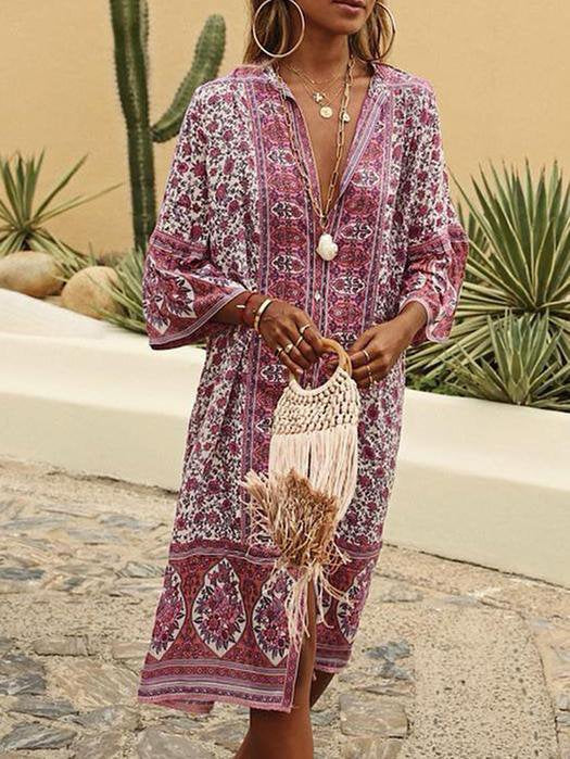 EP | Style bohème été Sexy Floral imprimé Maxi robe tissée AT10092