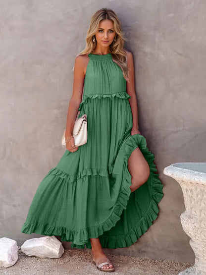 EP | Robe maxi échelonnée sans manches avec poches