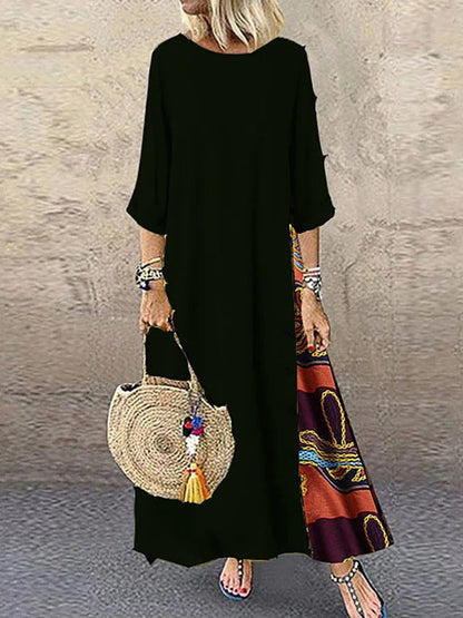 EP | Patchwork vintage Robe maxi mi-chaud