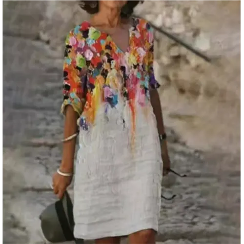EP | Mini robe à motif floral et décolleté en V pour femme