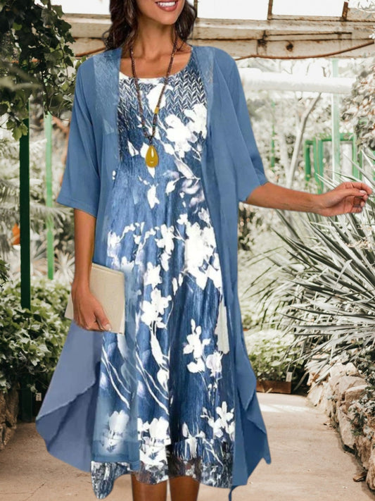 EP | Mini robe fleurie à manches courtes avec un style blazer sur mesure