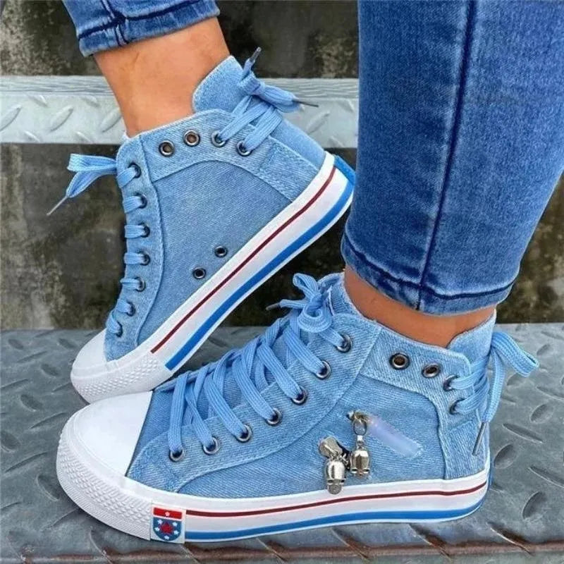 EP | Baskets en denim avec semelles blanches