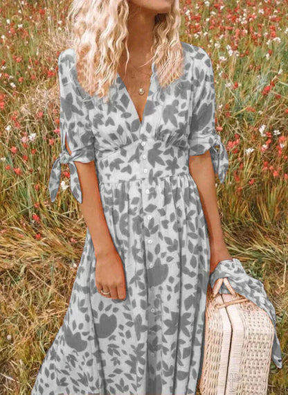 ND | Maxi robe avec décolleté en V fleuri