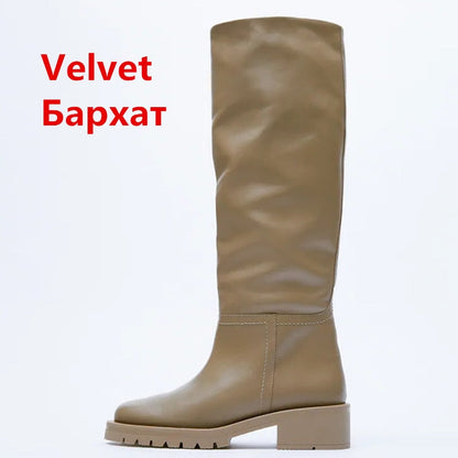 EP | Hot Femmes Bottes de genoux en cuir véritable