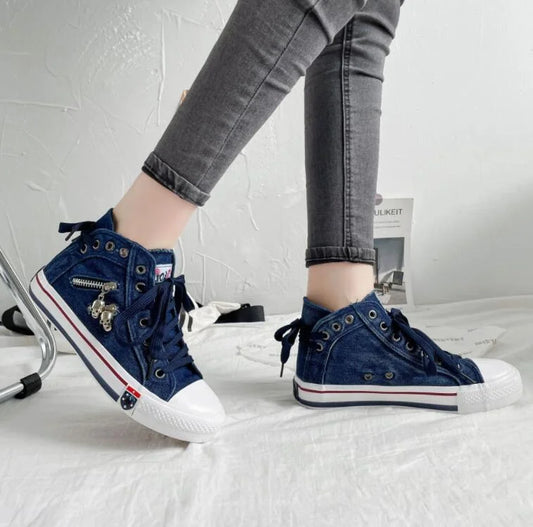 EP | Baskets en denim avec semelles blanches