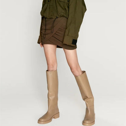 EP | Hot Femmes Bottes de genoux en cuir véritable