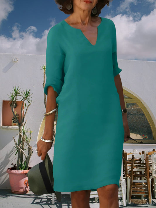 EP | mini-robe longueur genou des femmes avec décolleté en V et manches 3/4