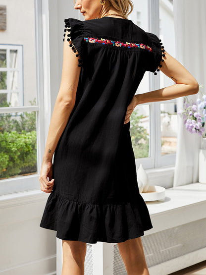 EP | Broderie Manches Flottantes Mini-robe