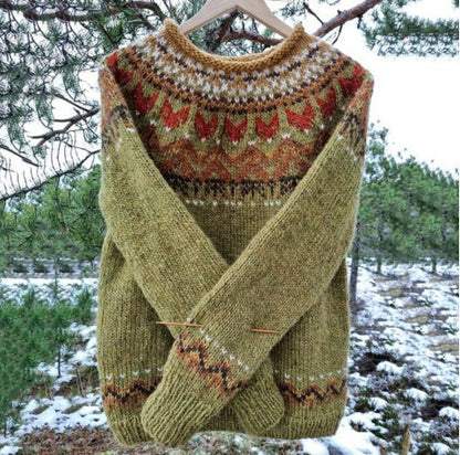 ND | Pull-over tricoté à la main avec motif nordique