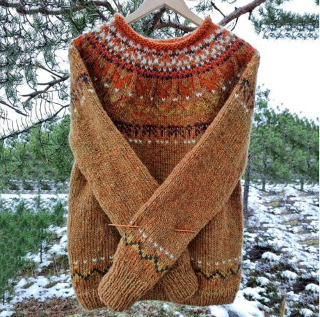 ND | Pull-over tricoté à la main avec motif nordique