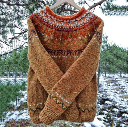 ND | Pull-over tricoté à la main avec motif nordique
