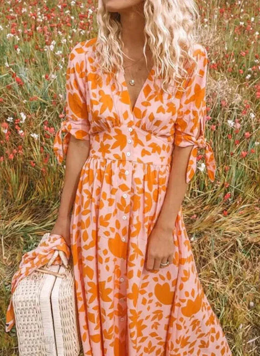 ND | Maxi robe avec décolleté en V fleuri