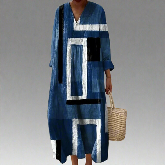EP | Robe maxi ample bleu marine abstraite