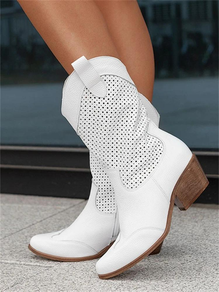 EP | Talon moyen Cuir suédé brûlé Bottes femme coupe basse Trendy