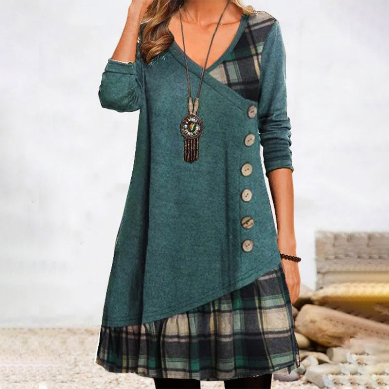 ND | Robe midi à manches longues à carreaux