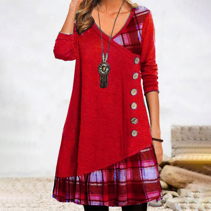 ND | Robe midi à manches longues à carreaux