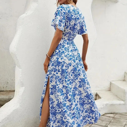 EP | Femmes Boho Print Mini-robe d'été Elégante robe soleil sans manches