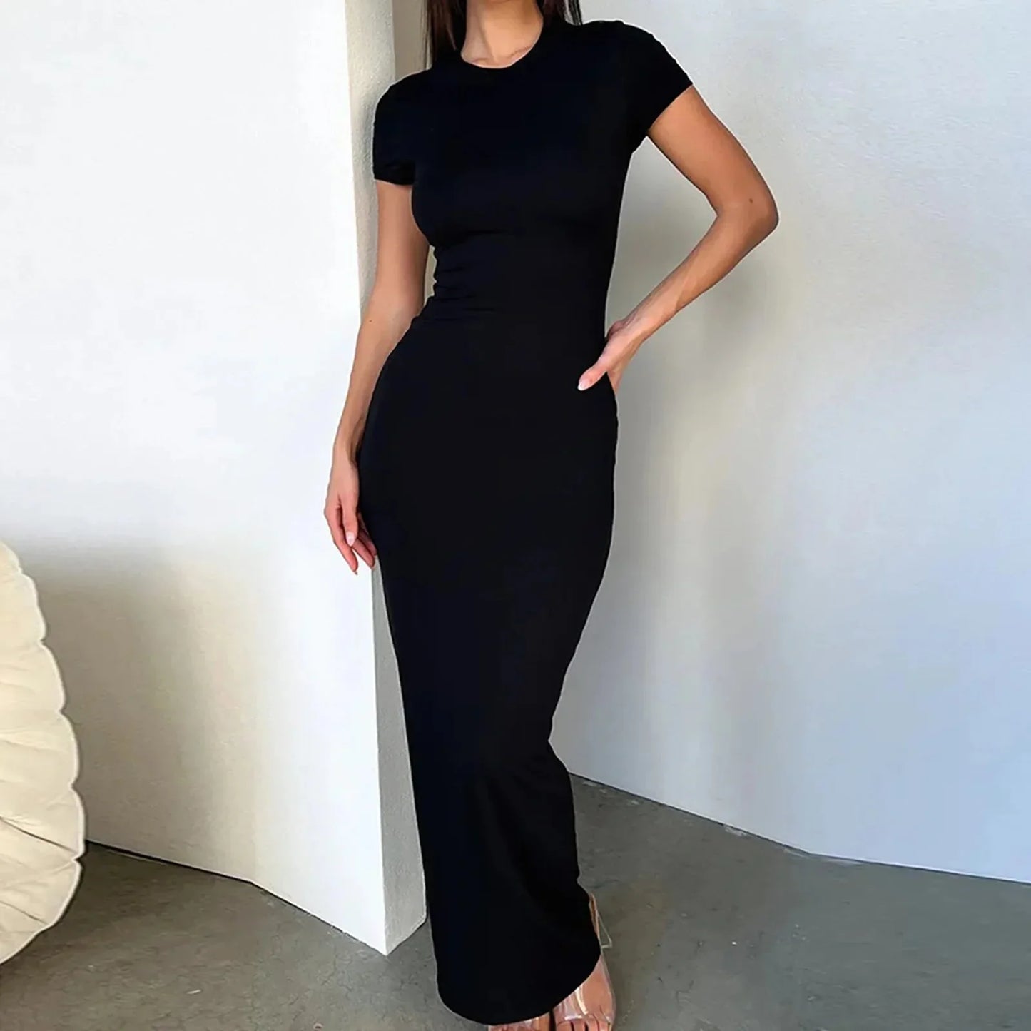 EP | Maxi-robe bodycon à manches courtes