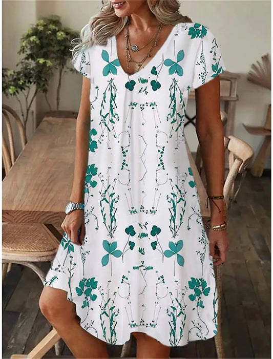 EP | Women's Casual Loose Fitting Robe à manches courtes T-Shirt Style Mini-robes d'été Casual Loose Dress Vestidos
