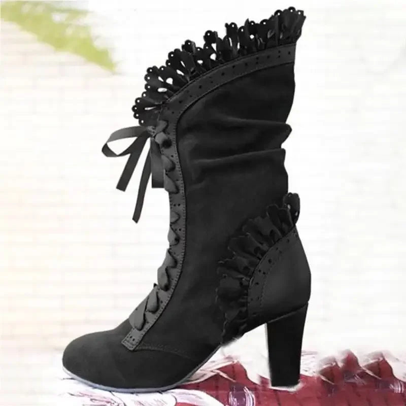 ND | Bottes à lacets d'inspiration victorienne avec talon