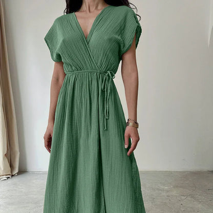 EP | Maxi-robe avec col en V et manches courtes