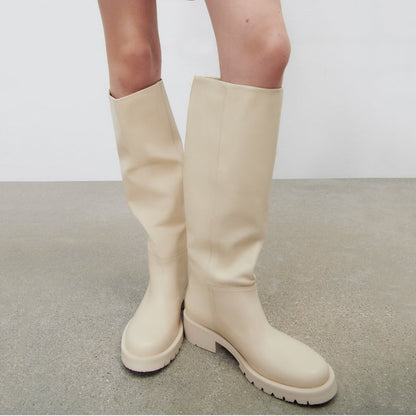 EP | Hot Femmes Bottes de genoux en cuir véritable