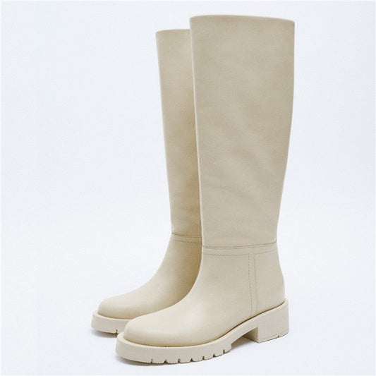 EP | Hot Femmes Bottes de genoux en cuir véritable
