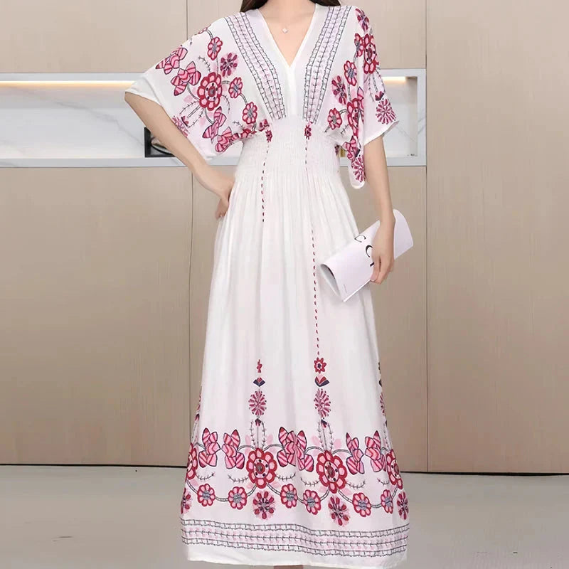 EP | Maxi-robe boho avec imprimé floral et manches kimono