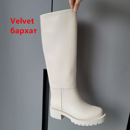 EP | Hot Femmes Bottes de genoux en cuir véritable