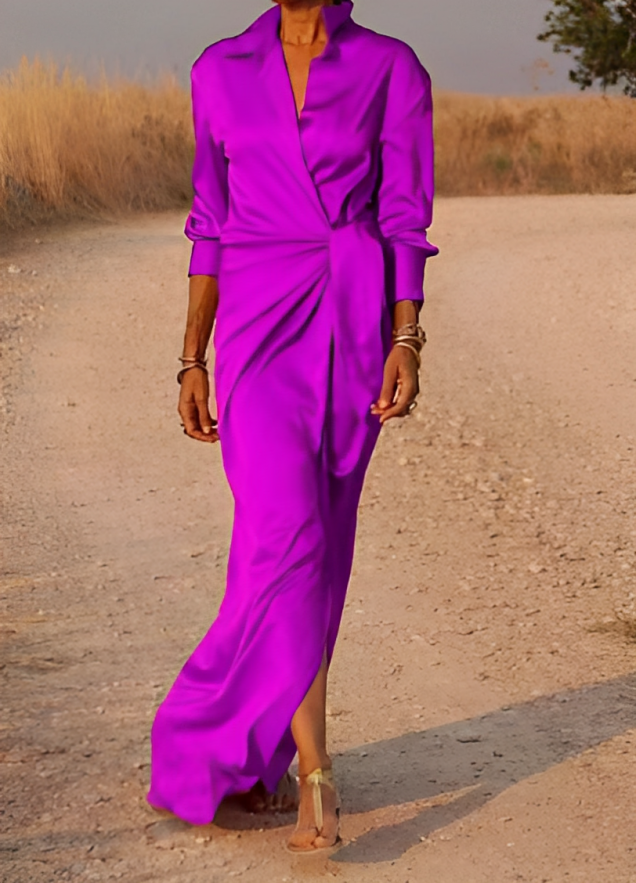 ND | Maxi-robe à manches longues avec revers et coupe étroite