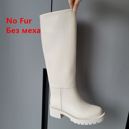 EP | Hot Femmes Bottes de genoux en cuir véritable