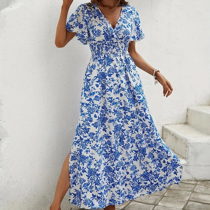 EP | Femmes Boho Print Mini-robe d'été Elégante robe soleil sans manches