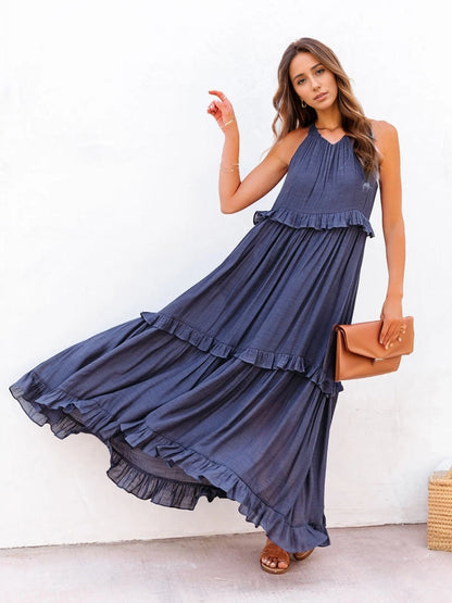 EP | Robe maxi échelonnée sans manches avec poches