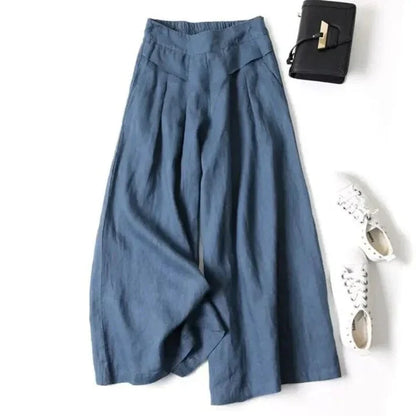 EP | Pantalon à jambe large en coton et lin
