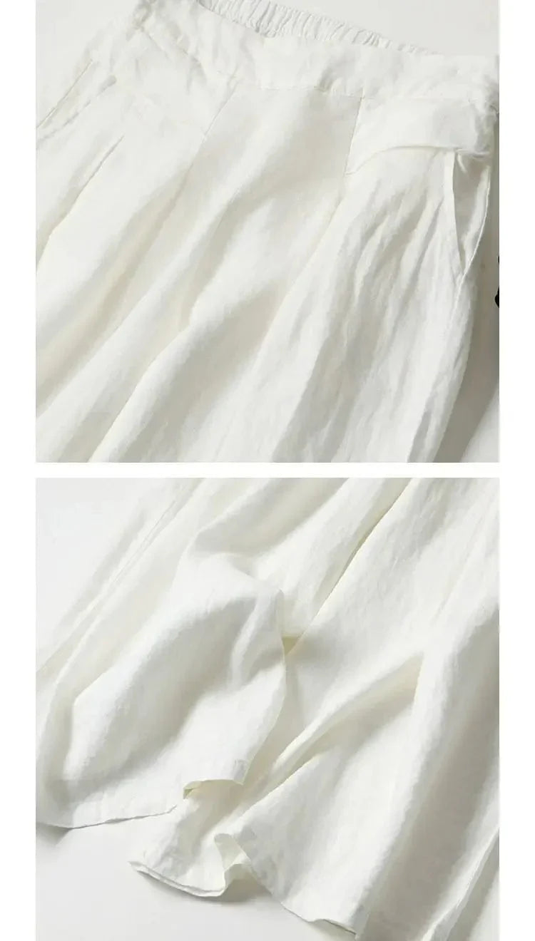 EP | Pantalon à jambe large en coton et lin