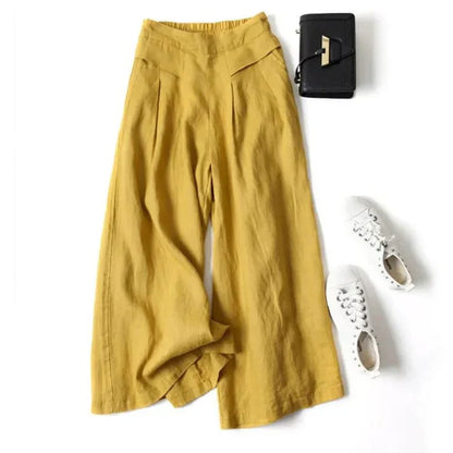 EP | Pantalon à jambe large en coton et lin