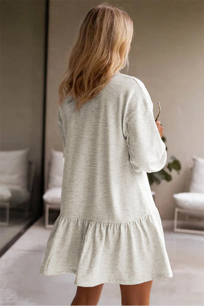 EP | Blanc Unicolore Ruché Mini Robe Sweatshirt