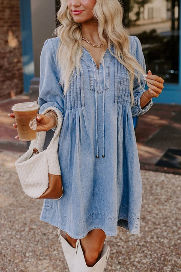EP | Fate Would Have It Denim Fantaisie Pochette A-Line Mini-robe
