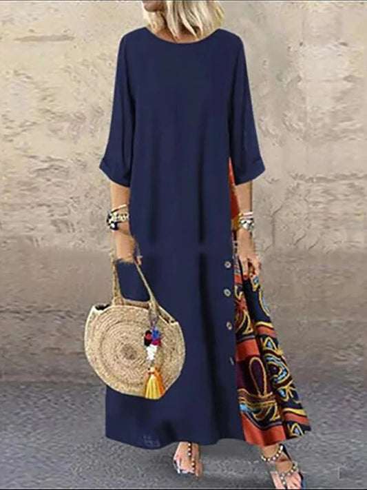 EP | Patchwork vintage Robe maxi mi-chaud