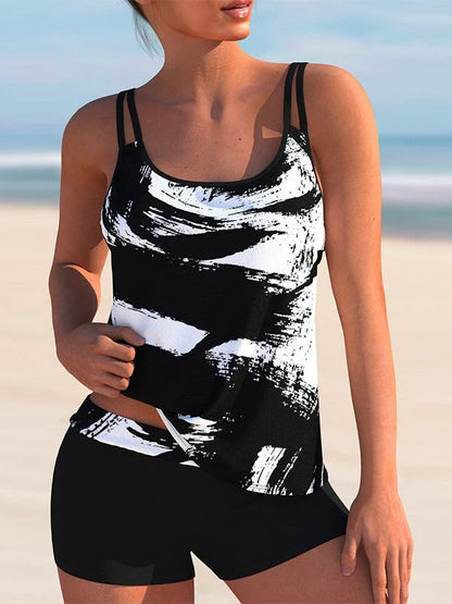 EP Plus Size Maillot de bain sans manches rayé clair Tankini